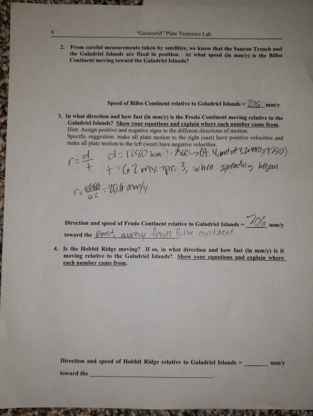 "Geoworld Plate Tectonics Lab 2. From Careful | Chegg.com