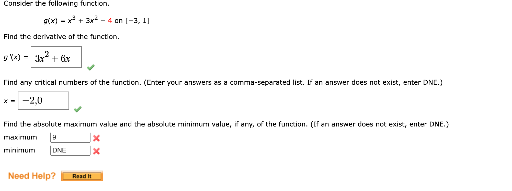 Solved Consider The Following Function Gxx33x2−4 On 0301