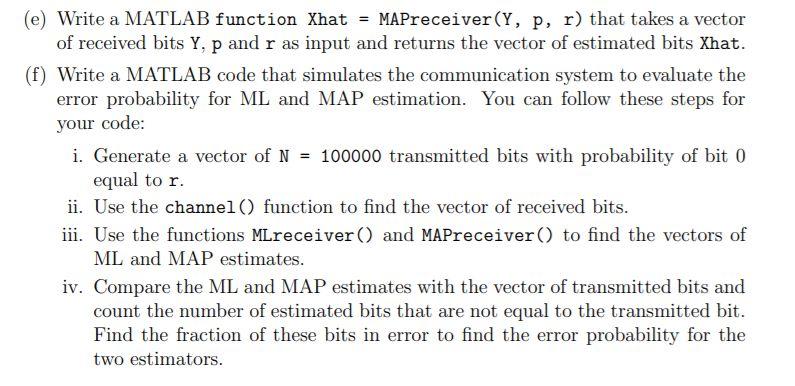 Matlab Probability 1 Consider A Simple Communic Chegg Com