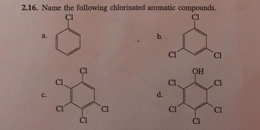Solved 2.16. Name the following chlorinated aromatic