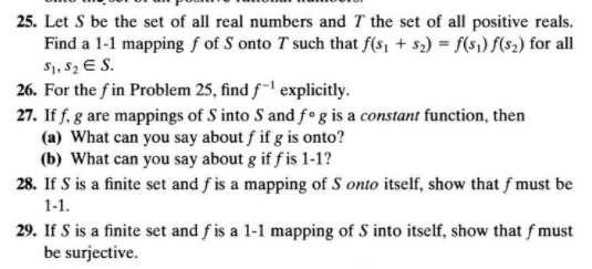 Solved 25. Let S be the set of all real numbers and T the | Chegg.com