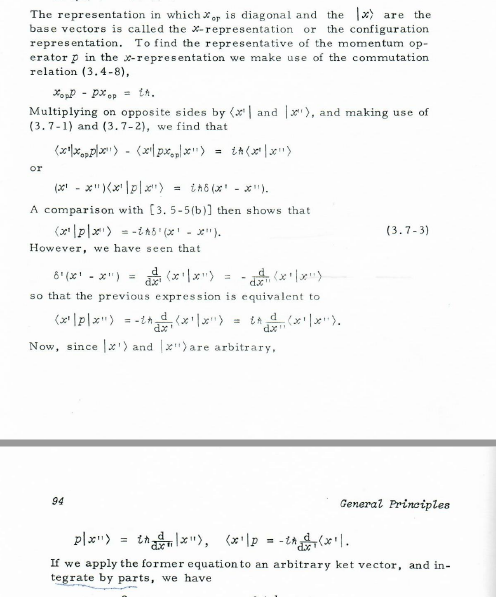 The representation in which \( x_{\text {or }} \) is diagonal and the \( |x\rangle \) are the base vectors is called the \( x