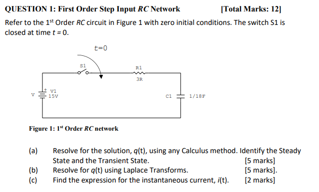 Solved QUESTION 1: First Order Step Input RC Network [Total | Chegg.com