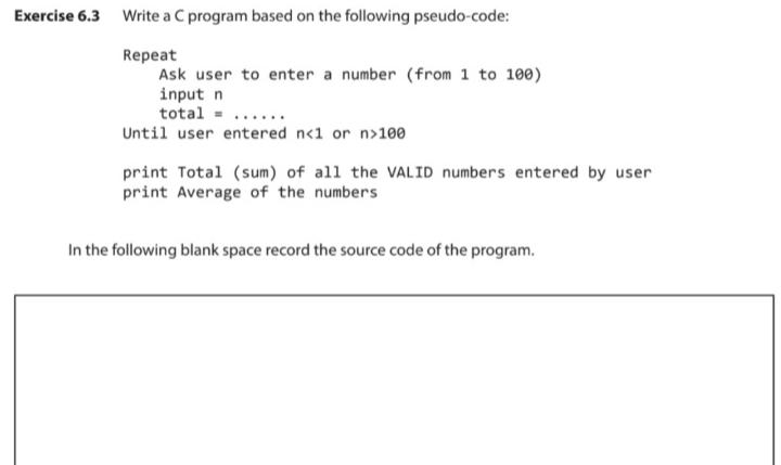 Solved Exercise 6.1 Design a program that lists all the | Chegg.com