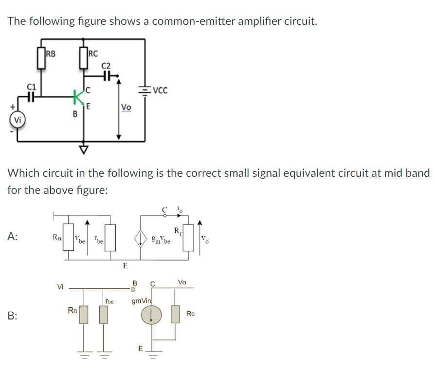 Solved The following figure shows a common-emitter amplifier | Chegg.com