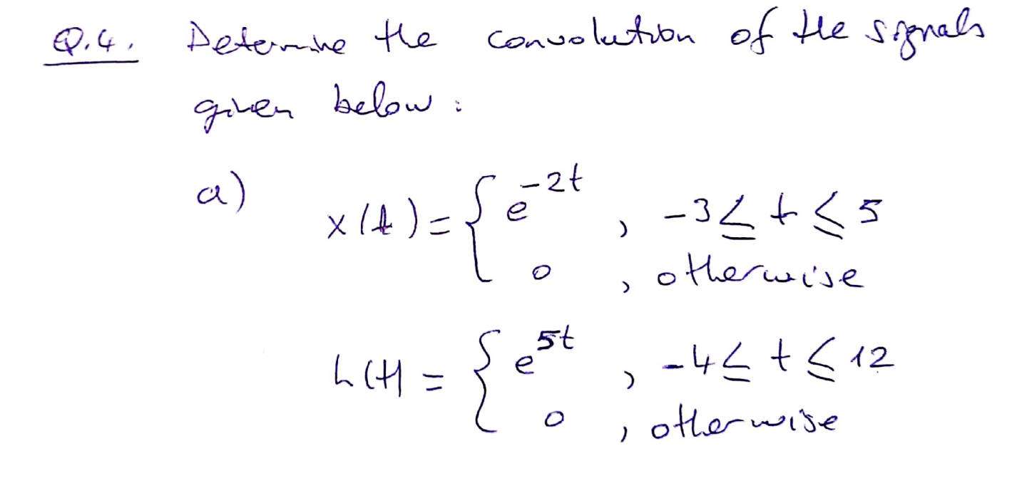 Solved at e e Q.4. Determine the convolution of the signals | Chegg.com