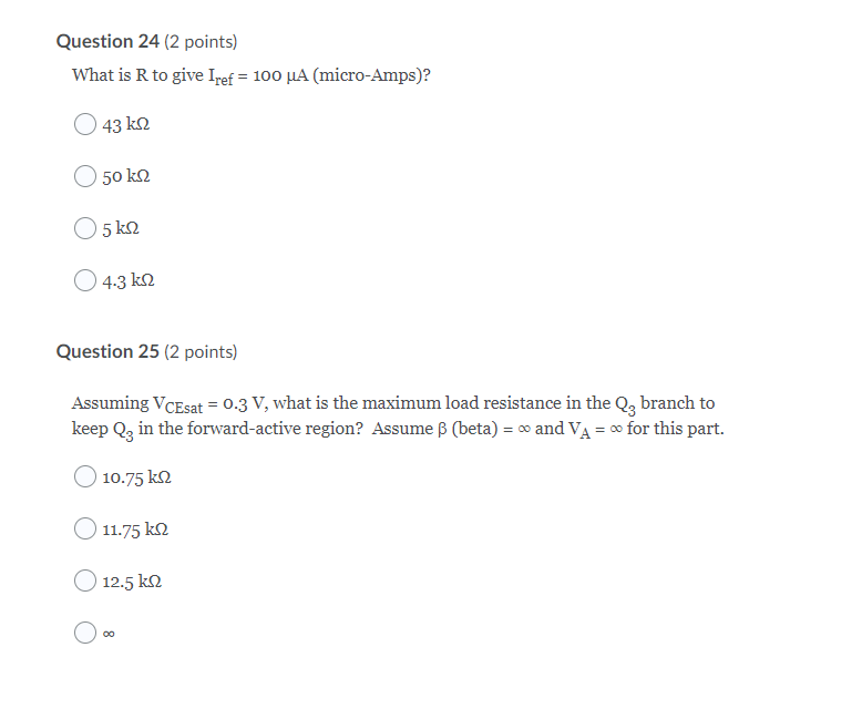 Solved The Next Four Questions Refer To The BJT Current | Chegg.com