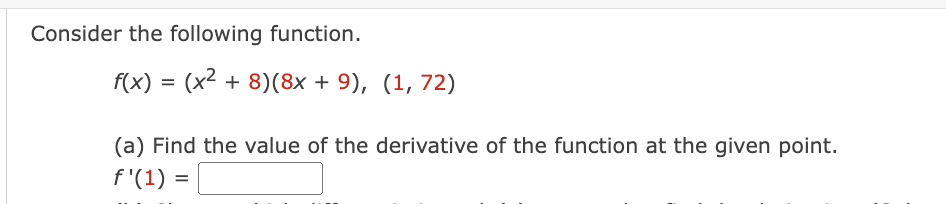 Solved Consider The Following Function. F(x) = (x² + 8) (8x | Chegg.com