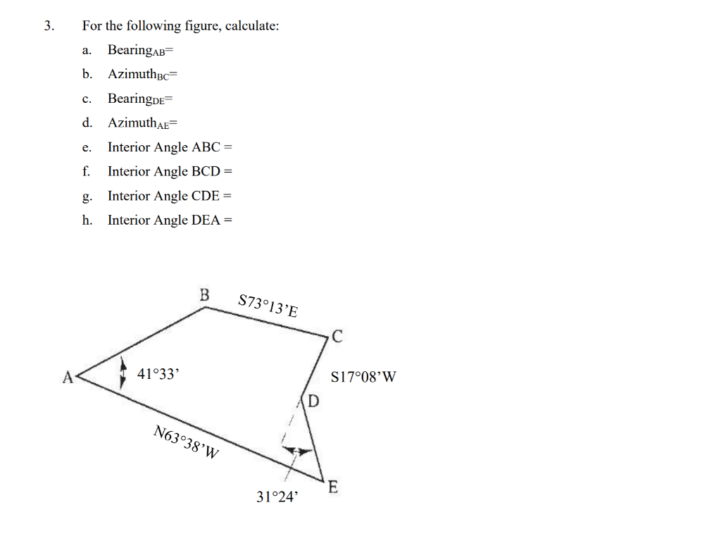 Solved For The Following Figure Calculate A Bearingab Chegg Com