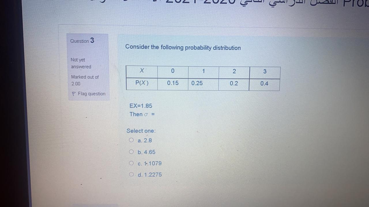 Solved Question 3 Consider the following probability | Chegg.com