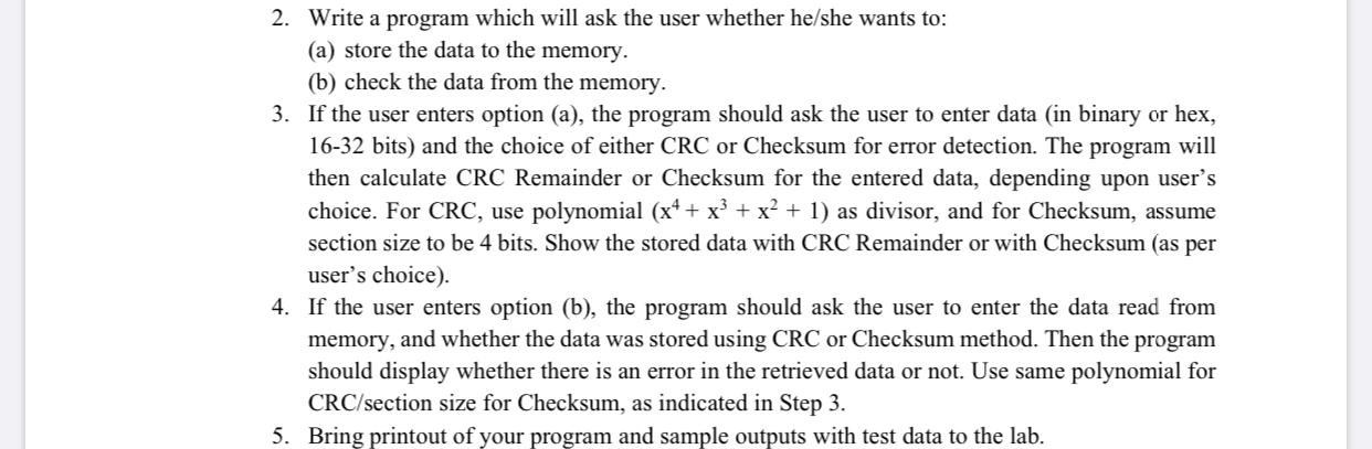 Solved 2. Write a program which will ask the user whether | Chegg.com