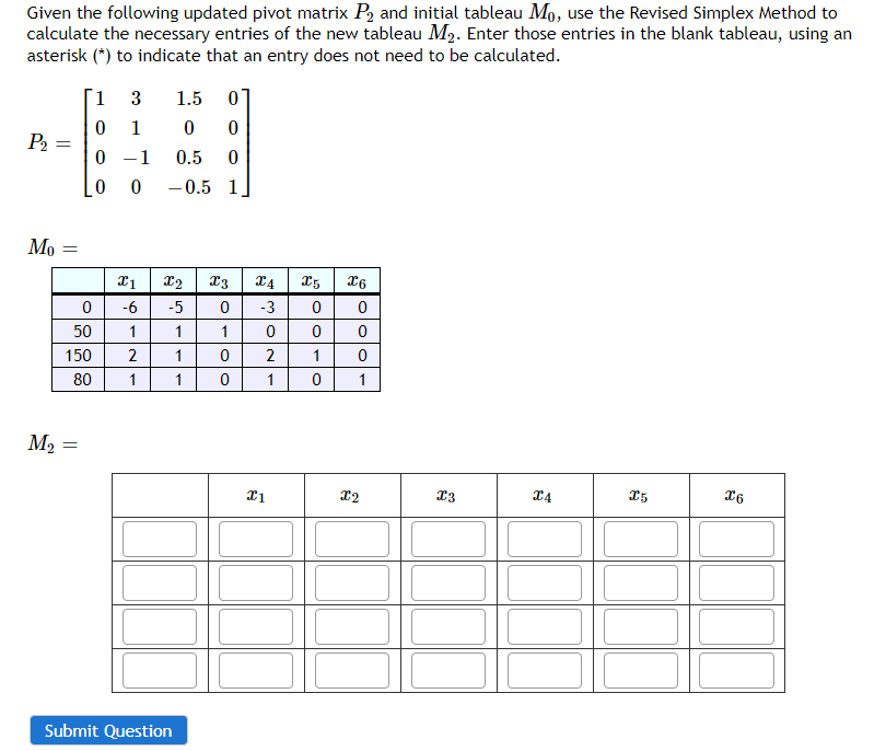 Solved Given the following updated pivot matrix P, and | Chegg.com