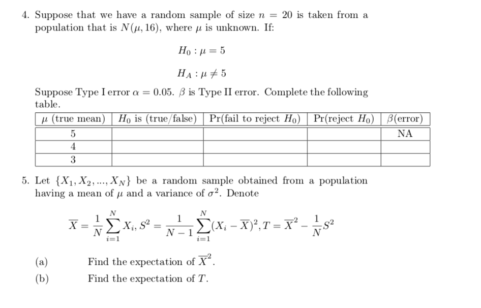 Solved 4. Suppose that we have a random sample of size n = | Chegg.com