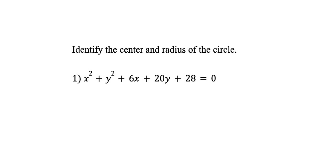 Solved Identify The Center And Radius Of The Chegg Com   Image12 14 23at11.54PM 