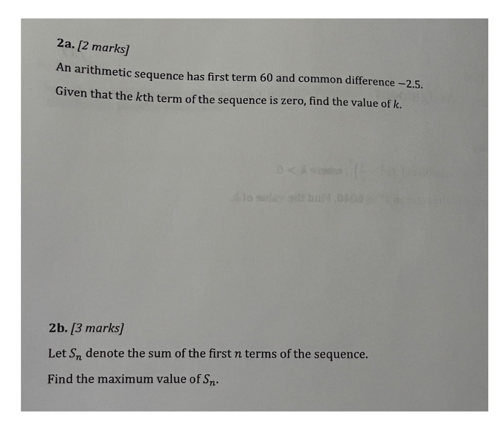Solved 2a. [2 marks] An arithmetic sequence has first term | Chegg.com