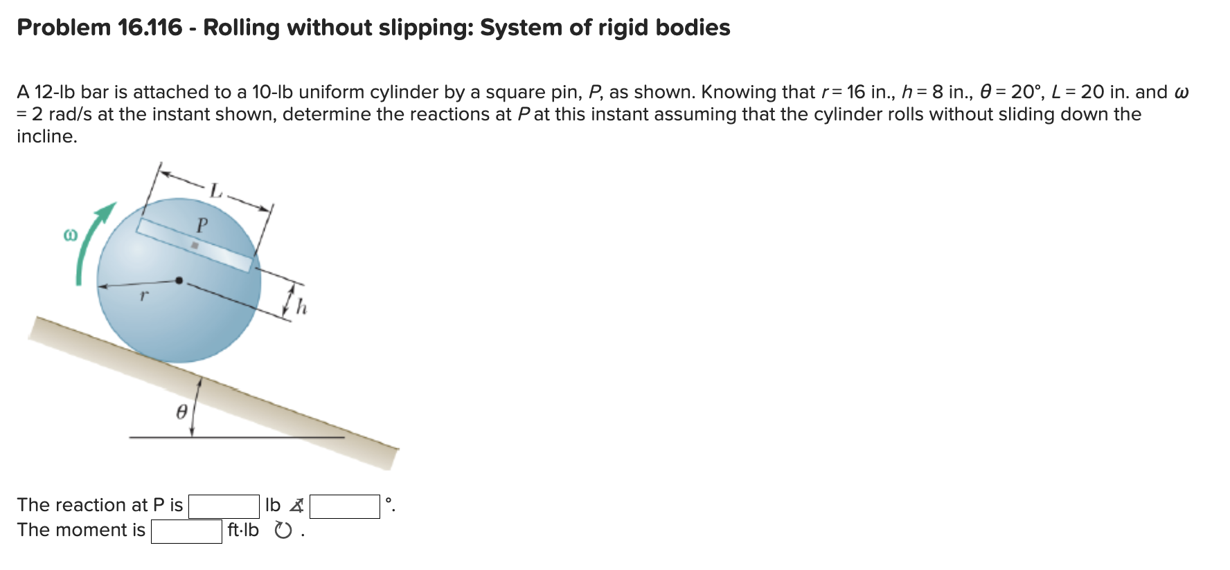 Solved Problem 16.116 - Rolling without slipping: System of | Chegg.com