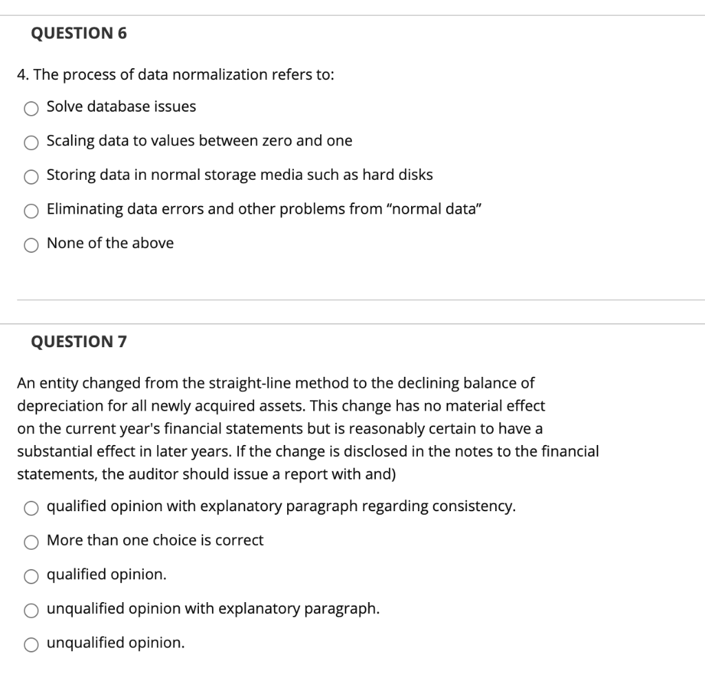 Solved QUESTION 6 4. The process of data normalization | Chegg.com