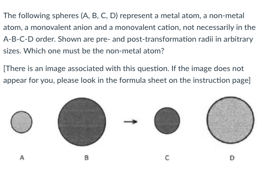 Solved The Following Spheres (A, B, C, D) Represent A Metal | Chegg.com