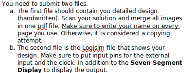 Solved Digital Logic Design Mini-Project Description Spring | Chegg.com