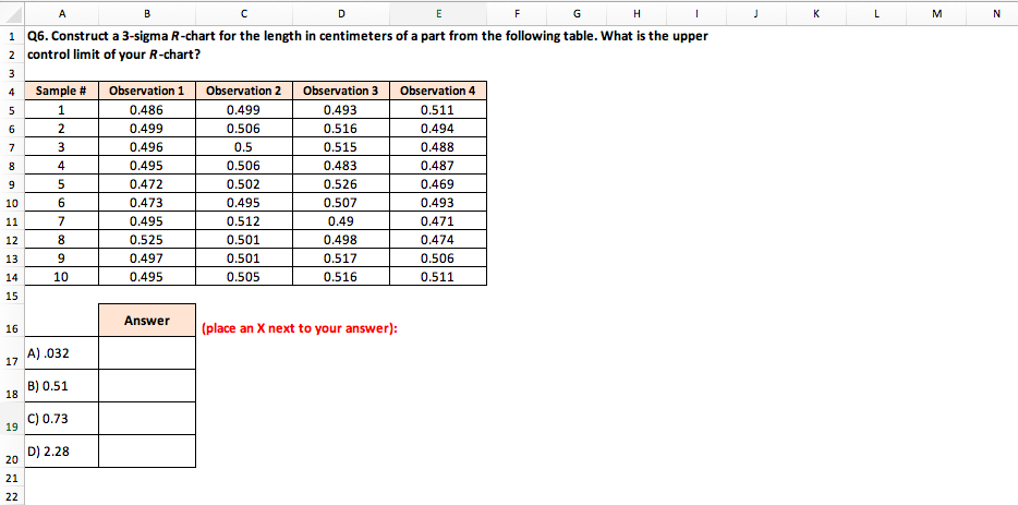 Q6. Construct a 3-sigma R-chart for the length in  Chegg.com