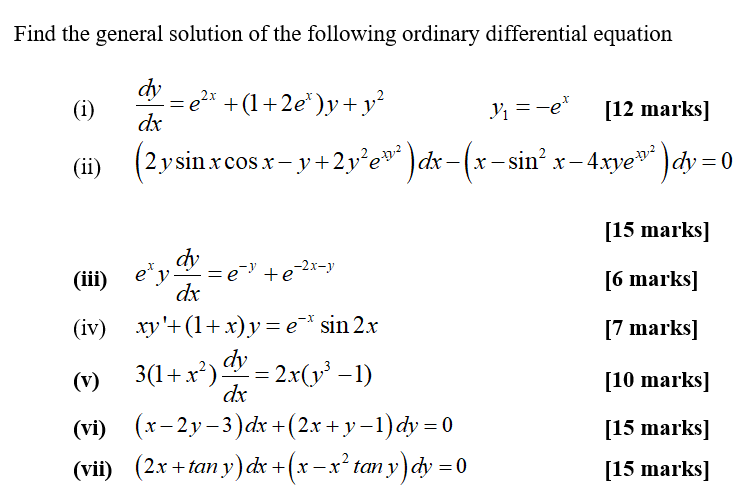 Solved Find The General Solution Of The Following Ordinary Chegg Com