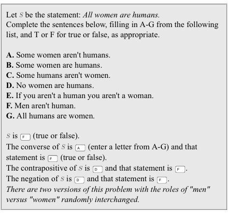 humans statement let false true sentences filling complete following list below solved appropriate men problem some human if transcribed text