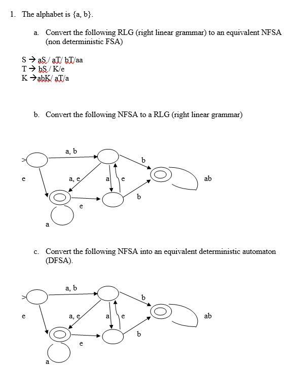 Solved 1. The Alphabet Is {a,b). A. Convert The Following | Chegg.com