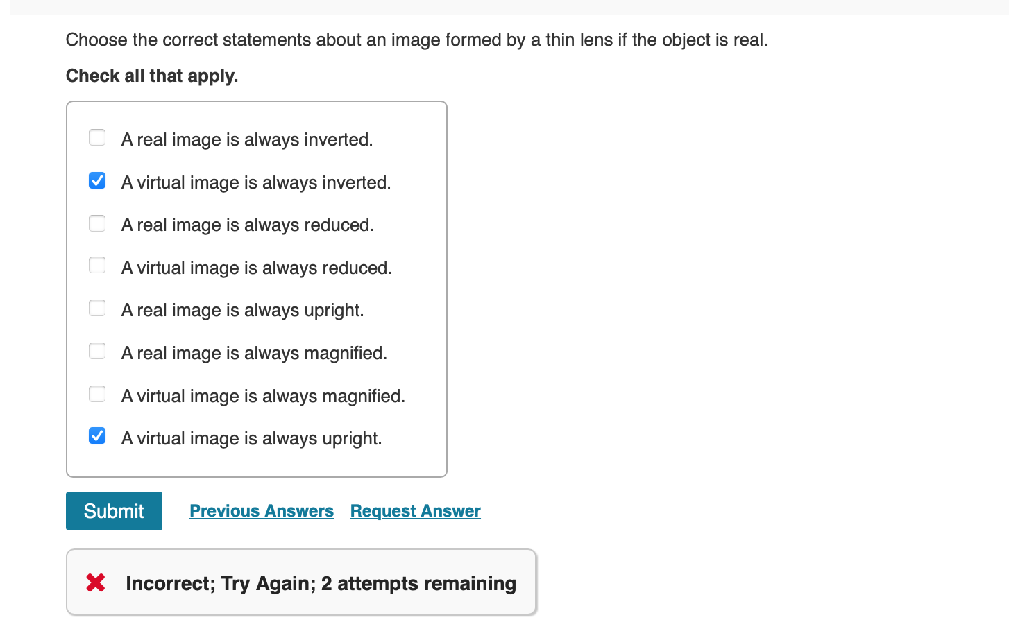 Solved Choose the correct statements about an image formed | Chegg.com
