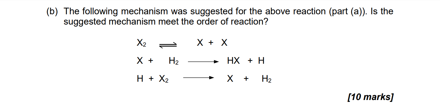 Solved The following mechanism was suggested for the above | Chegg.com