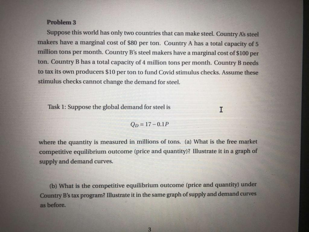 Solved Problem 3 Suppose This World Has Only Two Countries | Chegg.com