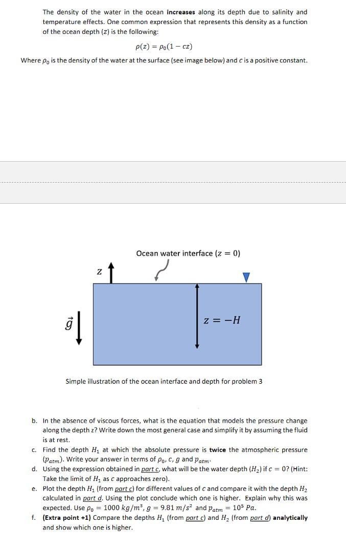 Solved The density of the water in the ocean increases along | Chegg.com