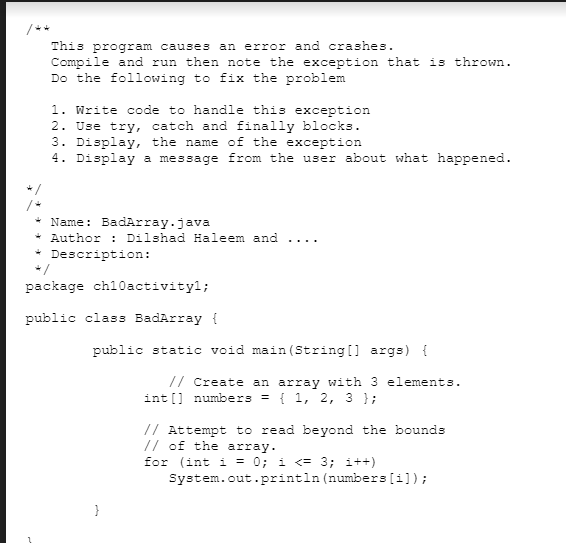 Program Causes Error Crashes Compile Run Note Exception Thrown
