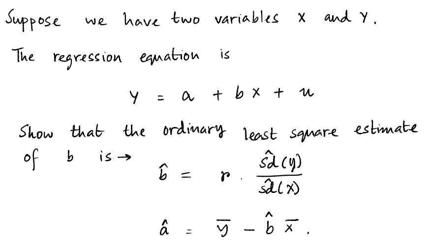 Solved Suppose We Have Two Variables X And Y The Regression 4726