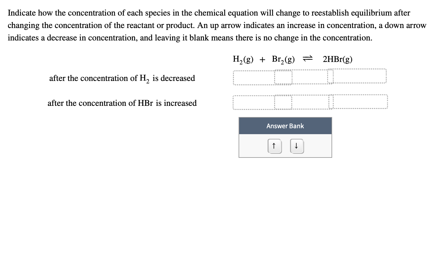 Solved Indicate how the concentration of each species in the