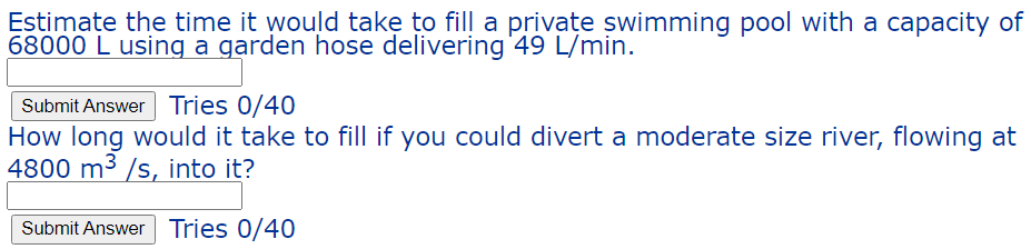 Solved Estimate the time it would take to fill a private | Chegg.com