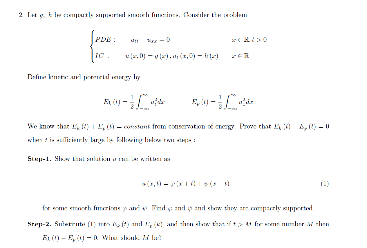 Solved 2 Let 9 H Be Compactly Supported Smooth Functions Chegg