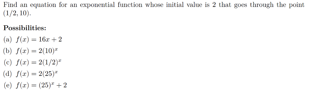 Solved Find an equation for an exponential function whose | Chegg.com