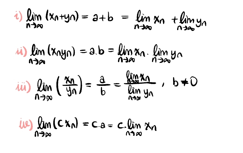 Limn Definiton i) limn→∞(xn+yn)=a+b=limn→∞xn+limn→∞ynii) limn→∞(xnyn | Chegg.com