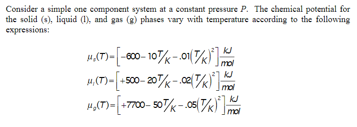 Consider a simple one component system at a constant | Chegg.com