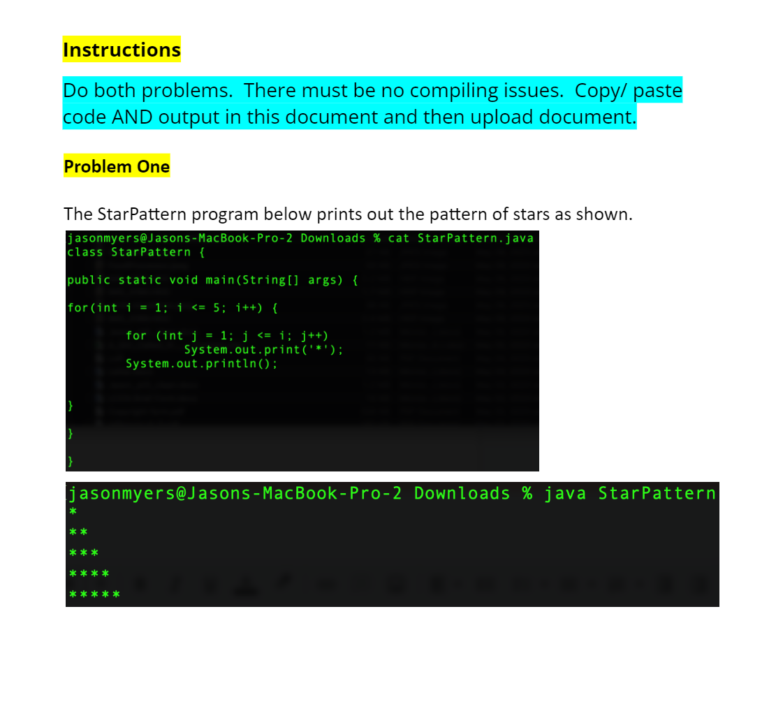 Solved Please do problem One and Problem Two in JAVA! For | Chegg.com