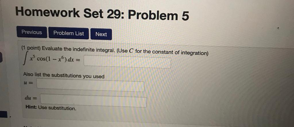 Solved Homework Set 29: Problem 4 Previous Problem List Next | Chegg.com