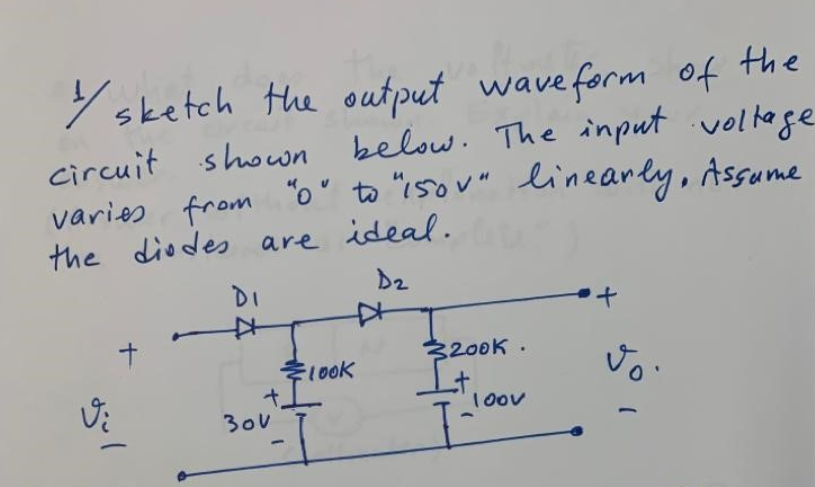 Solved 1/ Sketch The Output Waveform Of The Circuit Shown | Chegg.com