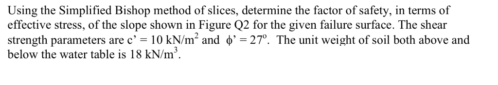 Solved Using The Simplified Bishop Method Of Slices, 