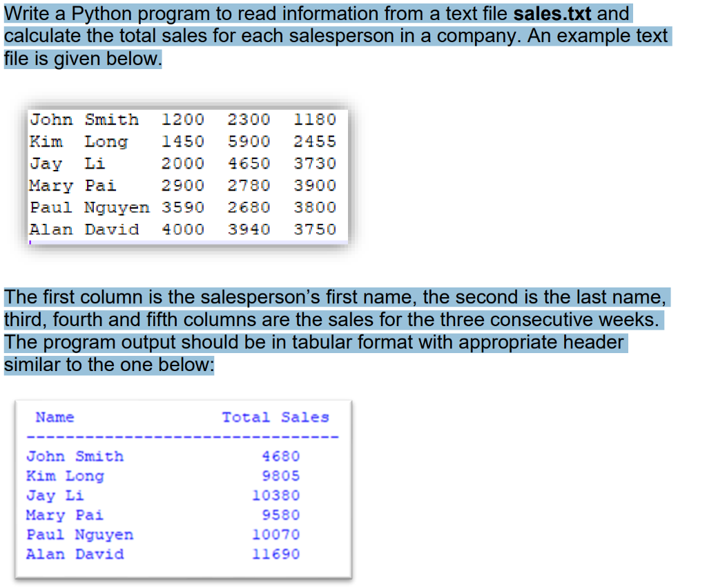 sales commission programming assignment python