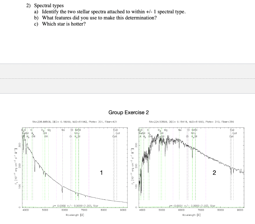 Solved 2) Spectral Types A) Identify The Two Stellar Spectra | Chegg.com