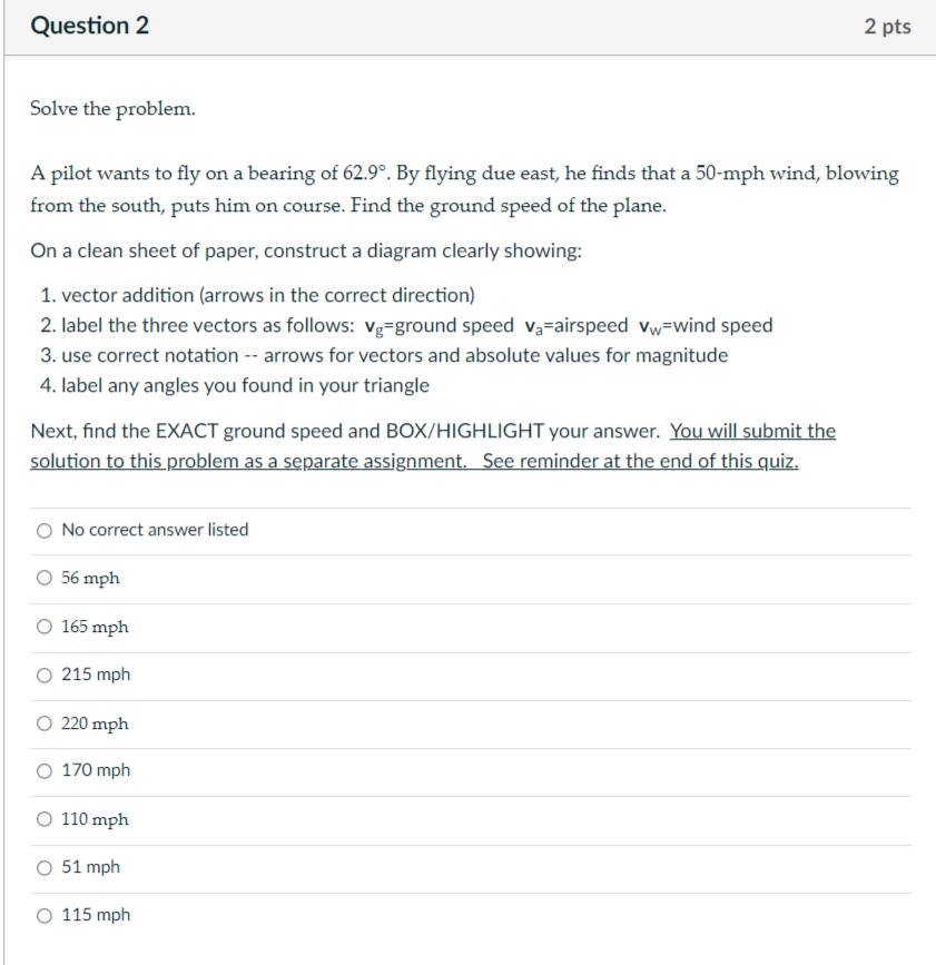 Solved Question 2 2 pts Solve the problem. A pilot wants to | Chegg.com