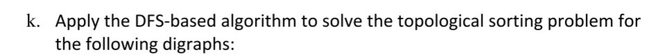 Solved k. Apply the DFS-based algorithm to solve the | Chegg.com