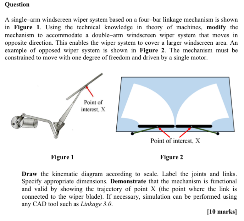 Solved Question A singlearm windscreen wiper system based