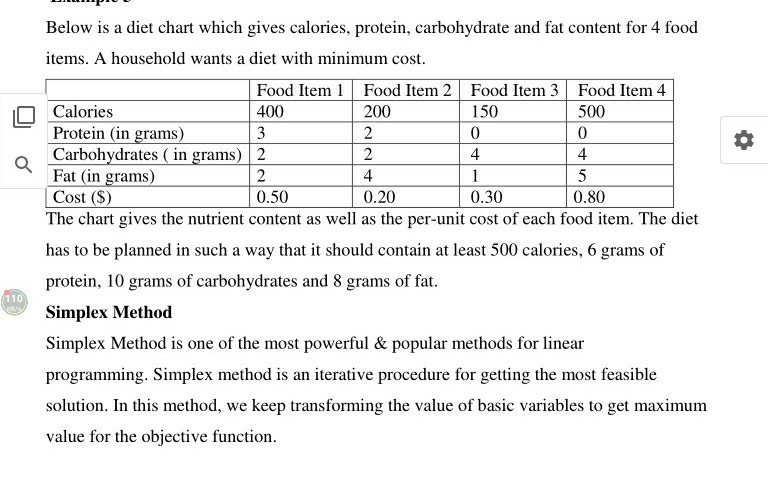 Calorie And Carbohydrate Chart