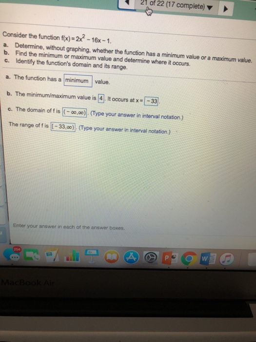Solved 21 of 22 (17 complete) Consider the function fx)-2 | Chegg.com